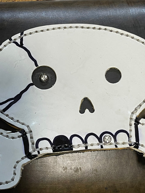 Handmade Skull Leather Crossbody Bag | Gothic Envelope Clutch with Chain