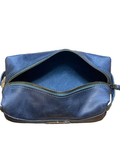 The Store It (Blue) | Handmade Leather Dopp Kit | Premium Leather Travel Toiletry Bag
