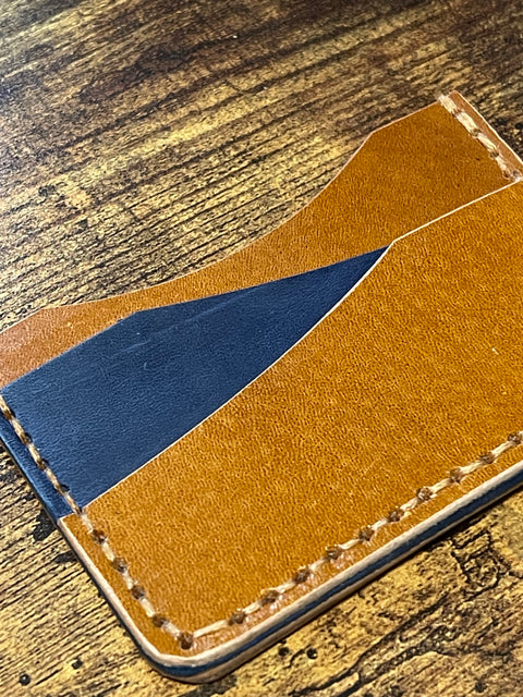 Handmade Minimalist Leather Wallet - One Sided | Hand-Stitched Card Holder