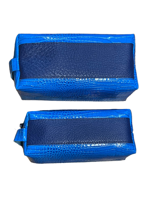 The Store It (Blue) | Handmade Leather Dopp Kit | Premium Leather Travel Toiletry Bag
