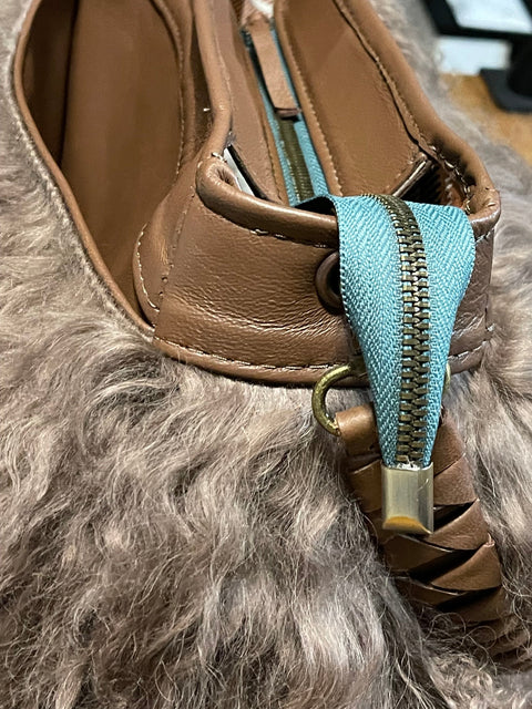 Mongolian Fur Shoulder Bag | Handmade Leather Purse