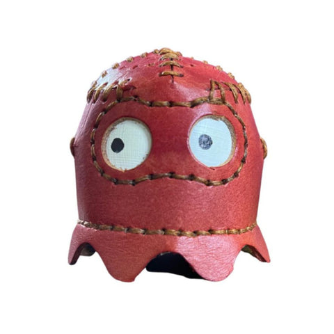 Orange Pac-Man Ghost Pincushion Clyde | Retro Arcade Leather Pin Holder