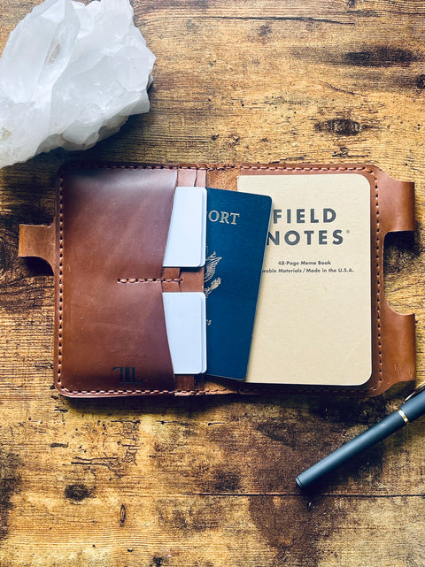 The Traveling Note Taker - Passport and Field Notes Cover with Pen Closure