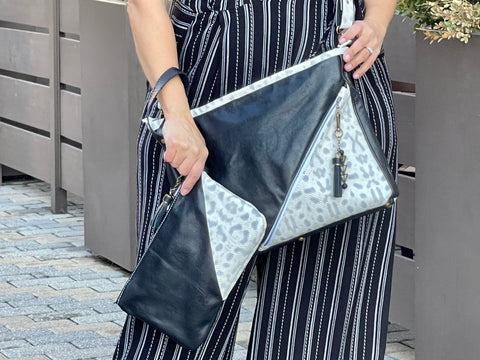Inspired Tote and Rose Wristlet | Custom-Made | Black