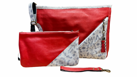 Inspired Tote and Rose Wristlet | Custom-Made | White & Gray Corner