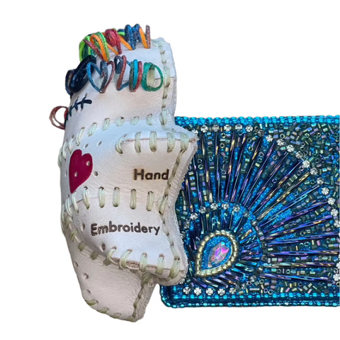 VooDoo Doll Pincushion | Rainbow Hair Leather Sewing Accessory | Custom