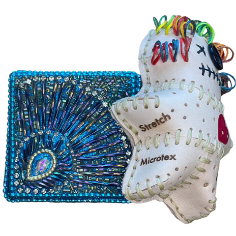 VooDoo Doll Pincushion | Rainbow Hair Leather Sewing Accessory | Custom