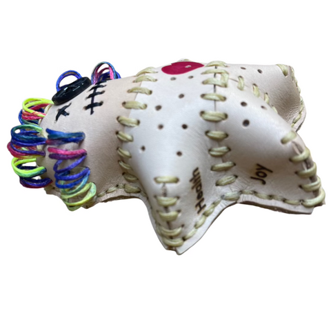VooDoo Doll Pincushion | Rainbow Hair Leather Sewing Accessory | Custom
