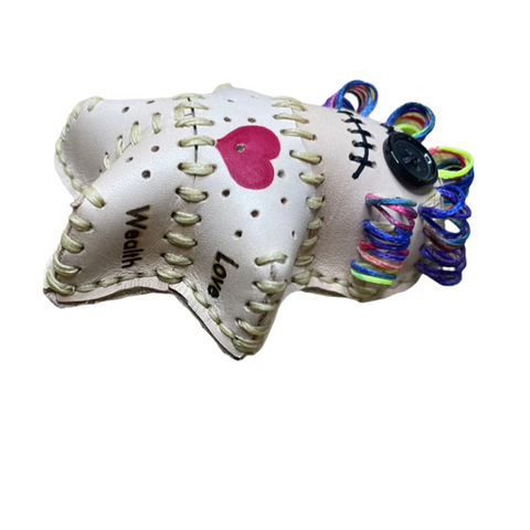 VooDoo Doll Pincushion | Rainbow Hair Leather Sewing Accessory | Custom
