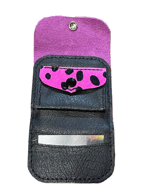 Handmade Hair-On-Hide Wallet | Pink Cheetah Print Leather Wallet