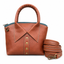 Handmade Brown Pebbled Leather Bag – Cowhide Purse with Collar Detail, Rolled Top Handle and Crossbody Strap