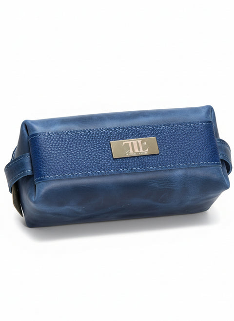 The Store It (Blue) | Handmade Leather Dopp Kit | Premium Leather Travel Toiletry Bag