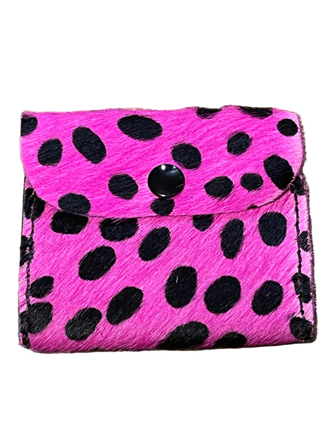 Handmade Hair-On-Hide Wallet | Pink Cheetah Print Leather Wallet