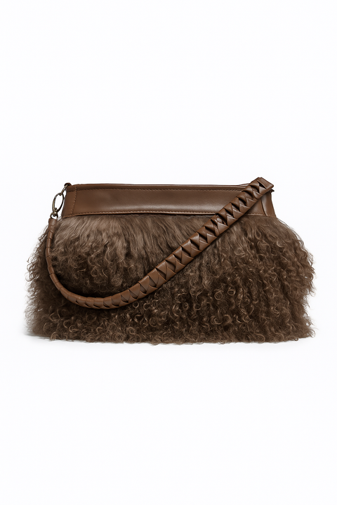 Mongolian Fur Shoulder Bag | Handmade Leather Purse