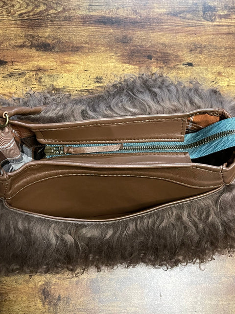 Mongolian Fur Shoulder Bag | Handmade Leather Purse