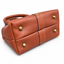 Handmade Brown Pebbled Leather Bag – Cowhide Purse with Collar Detail, Rolled Top Handle and Crossbody Strap
