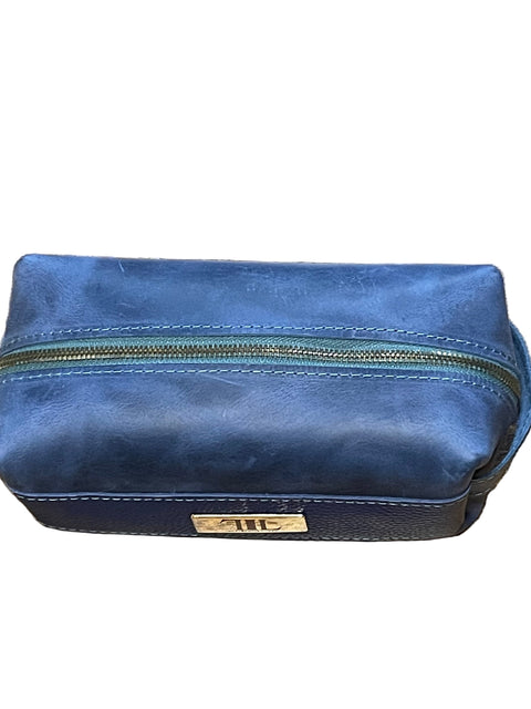 The Store It (Blue) | Handmade Leather Dopp Kit | Premium Leather Travel Toiletry Bag