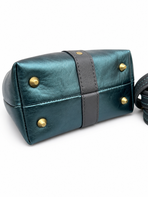 Handmade Emerald Teal Lambskin Crossbody Bag | Designer Deadstock Leather