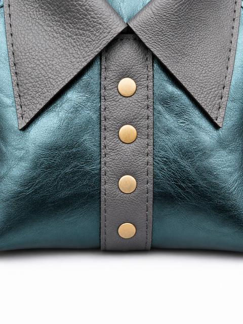 Handmade Emerald Teal Lambskin Crossbody Bag | Designer Deadstock Leather