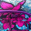 Close-up of a blue and magenta floral-patterned lining with a slip pocket and Inspired Leather Co Label